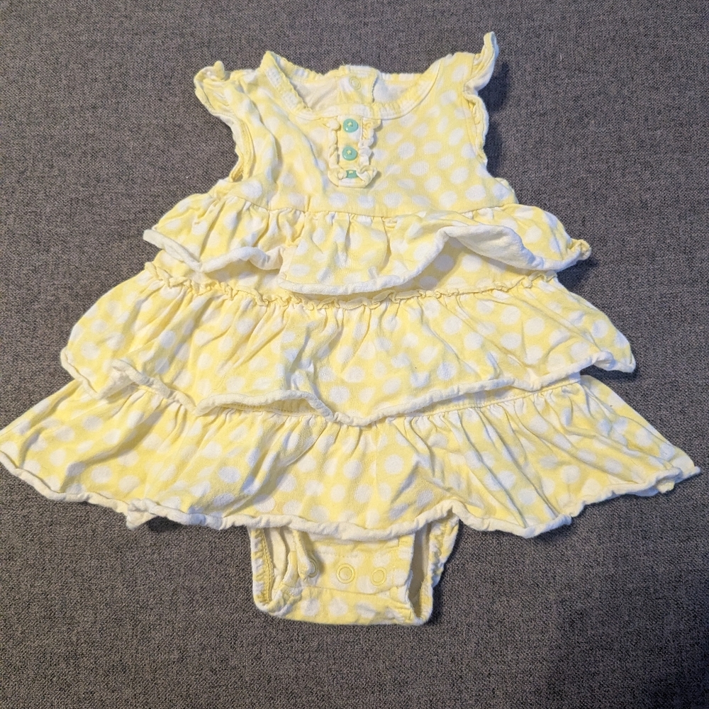 Yellow Polka Dot Ruffled Baby Dress